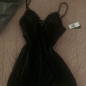 Black Beaded Satin Slip Dress - Women Intimates & Sleepwear